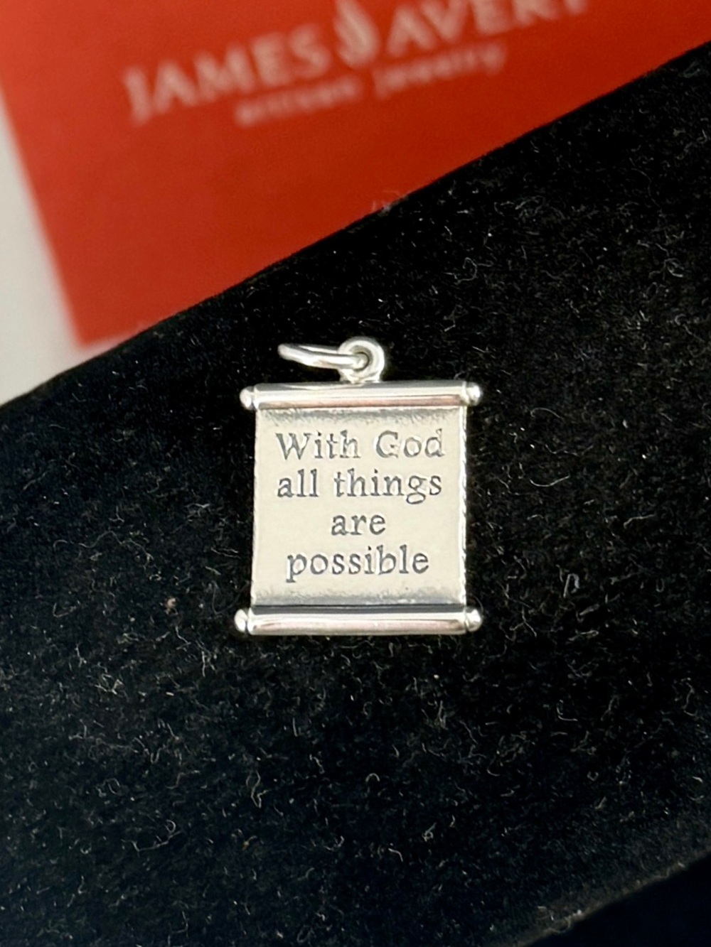 JAMES AVERY Sterling Silver ‘With God All Things Are Possible’ Charm; Un-Cut